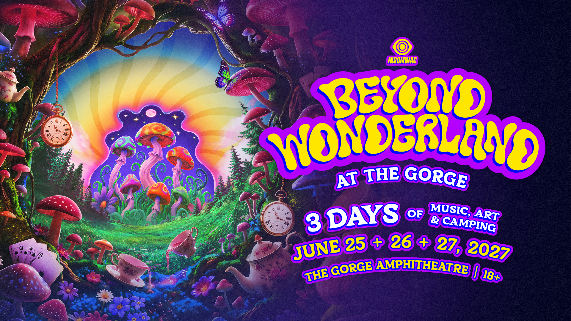 Beyond Wonderland At The Gorge, 3 days of music, art and camping. June 25 + 26 + 27, 2027. 18+